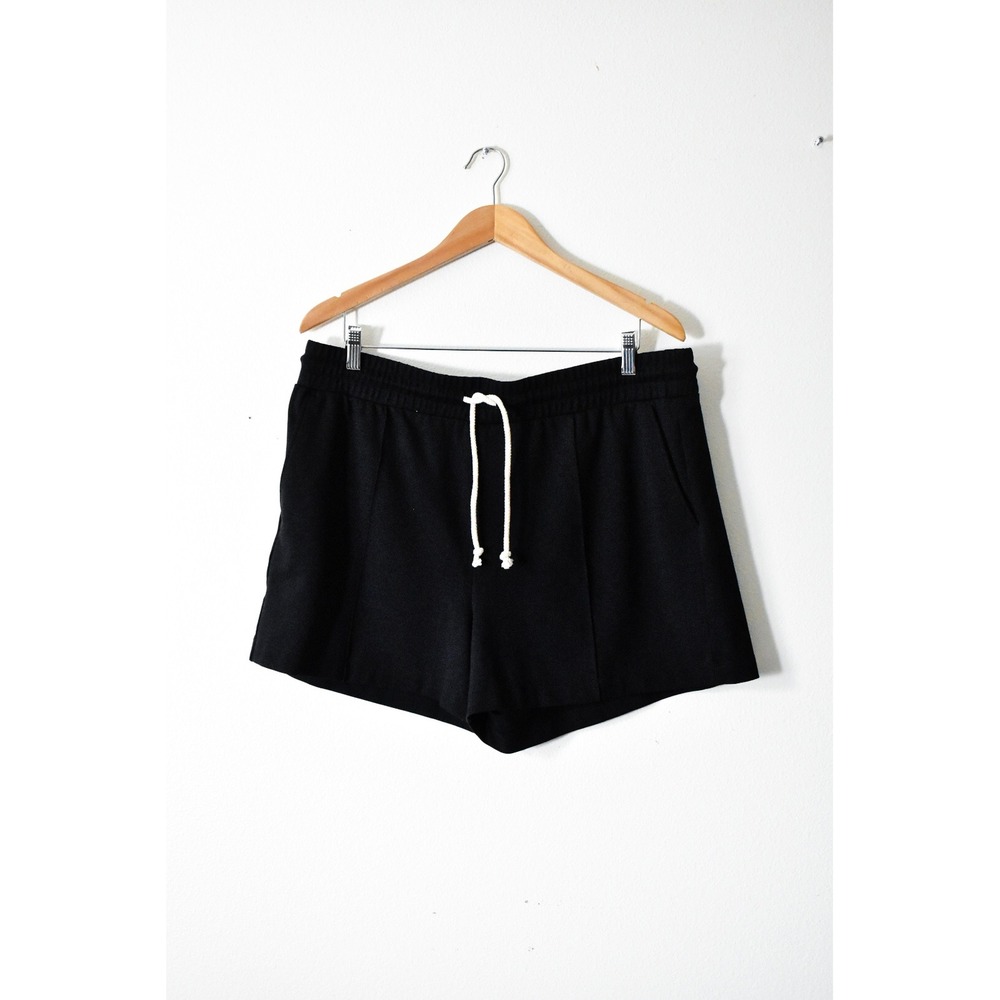 Loft Drawstring Shorts Women XL Black Modern‎ High Rise Elastic Waist New